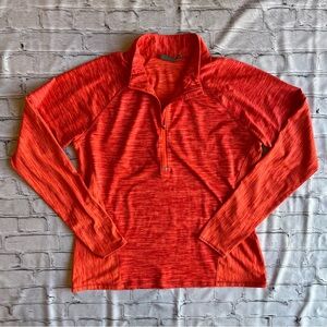 Athleta XL Top Orange Long Sleeve Work Out Shirt 1/2 Zip Pull Over Top  Running